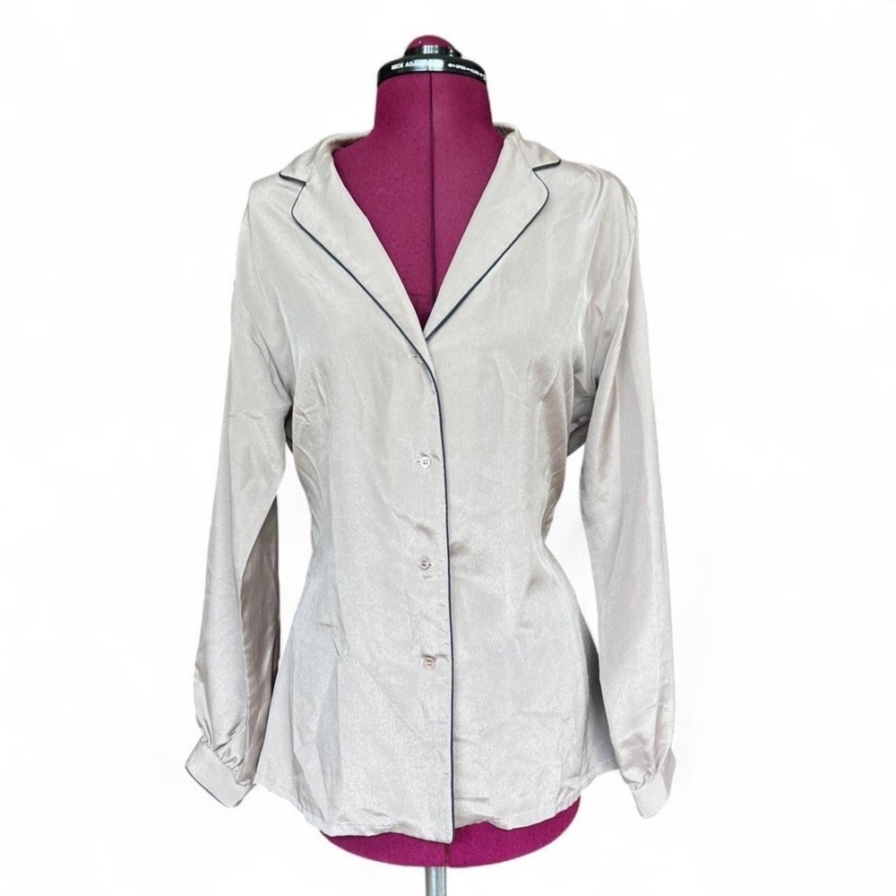 Liz Claiborne Taupe Button Down Blouse
